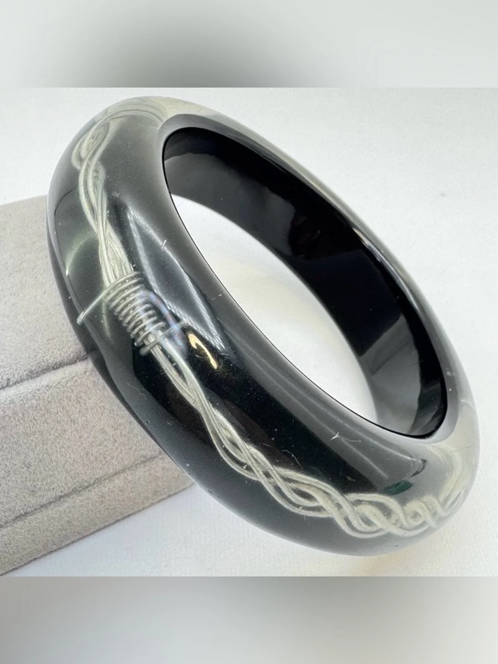 Clear Acrylic Designer Inspired Barbed Wire Bangle Bracelet Y2K Edgy Statement
